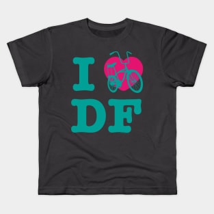 I Love Cycling DF Aqua Pink / Yo Amo andar en Bicicleta en el DF / Chilango Pride / Orgullo Chilango Graphic Kids T-Shirt